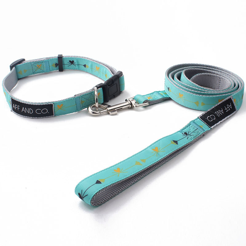 2024 Soft pet Leash most popular custom logo heat transfer printing dog collars and leashes pet dog products