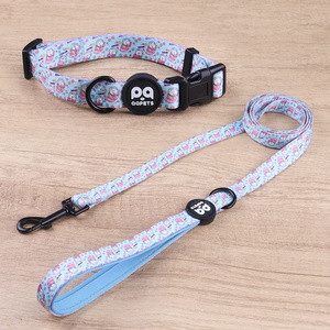 2024 Soft pet Leash most popular custom logo heat transfer printing dog collars and leashes pet dog products