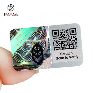 Stock Design 3D Laser Security Hologram Anti-fake Label with QR/ Brand logo/ Scratch Code Printing