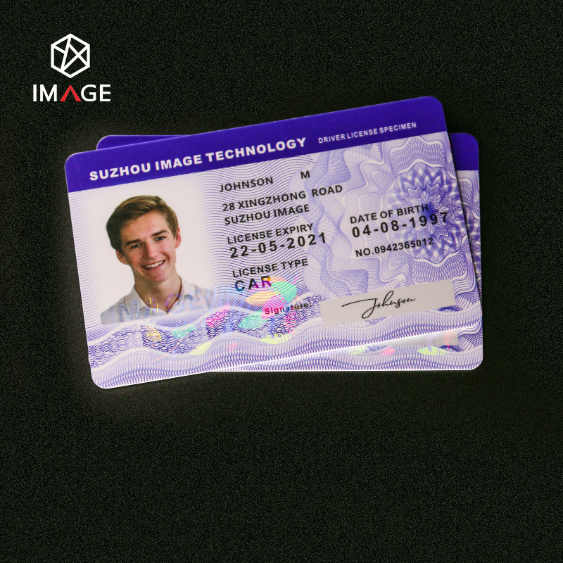 Customized Transparent Polycarbonate ID Card Hologram Overlay with  UV Fluorescent Ink Printing