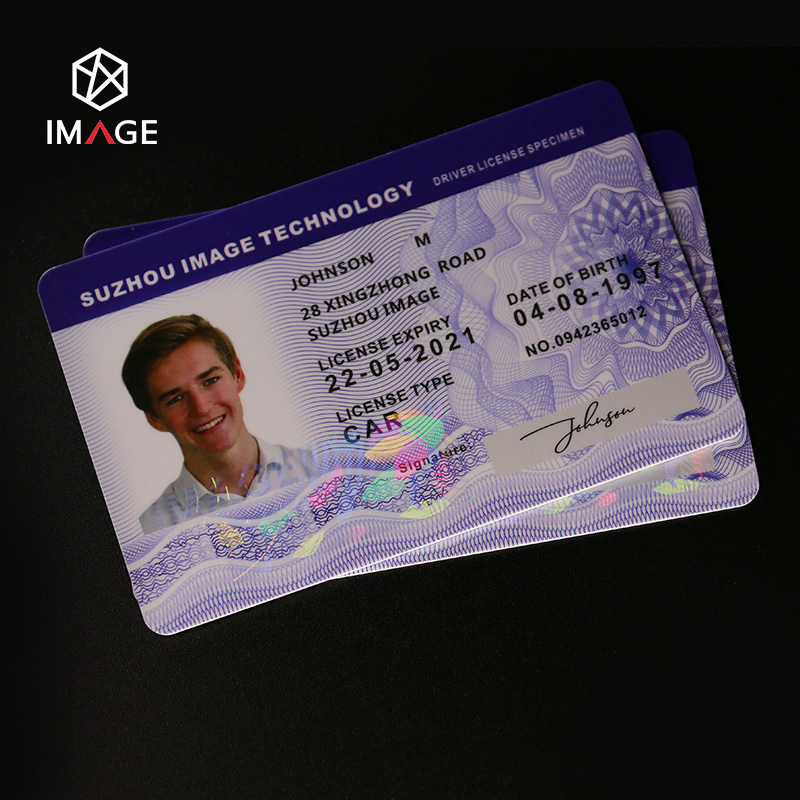 Customized Transparent Polycarbonate ID Card Hologram Overlay with  UV Fluorescent Ink Printing