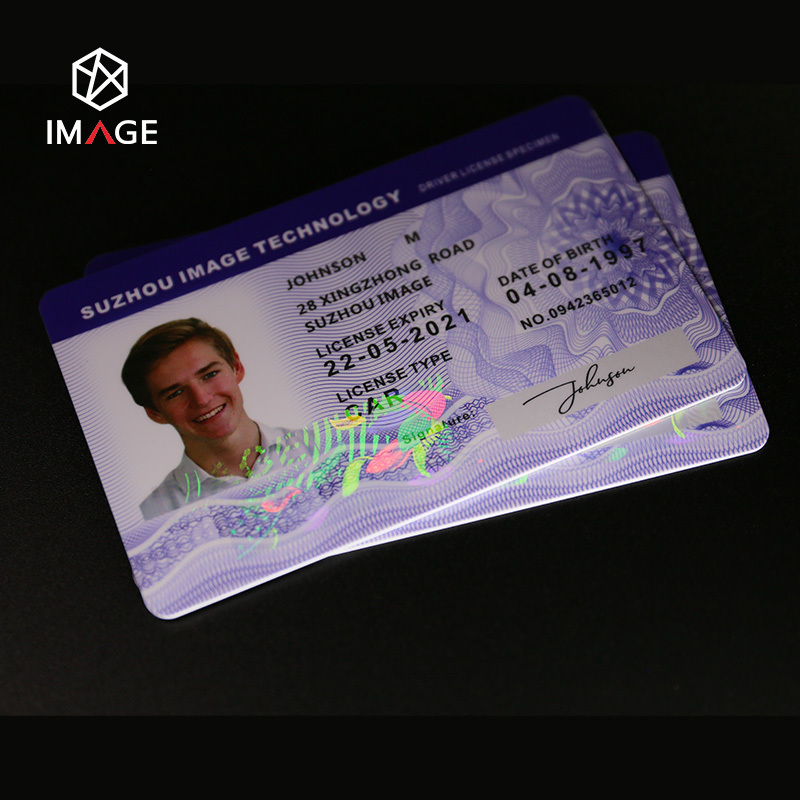 Customized Transparent Polycarbonate ID Card Hologram Overlay with  UV Fluorescent Ink Printing