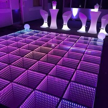 LC Event Wireless Portable Disc DJ Party RGB Light Dance Floor 3D Infinity Mirror Led Dance Floor Light