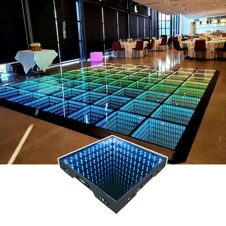 LC Event Wireless Portable Disc DJ Party RGB Light Dance Floor 3D Infinity Mirror Led Dance Floor Light