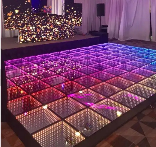 LC Event Wireless Portable Disc DJ Party RGB Light Dance Floor 3D Infinity Mirror Led Dance Floor Light