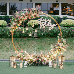 wholesale wedding decoration backdrop stand round cake table flower pedestal metal gold plinth