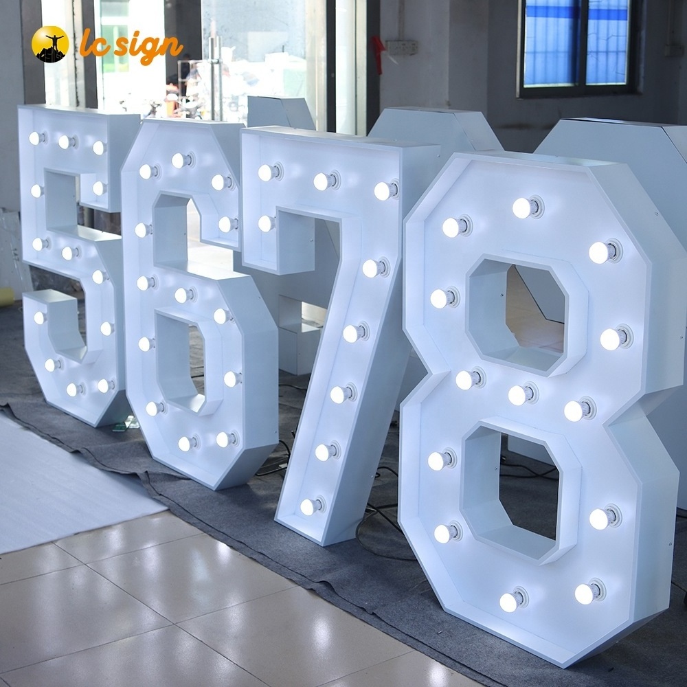 Birthday Events large Number Illuminated LED Bulb Marquee Letters light up letter sign led light  3ft 4ft 5ft marquee letter