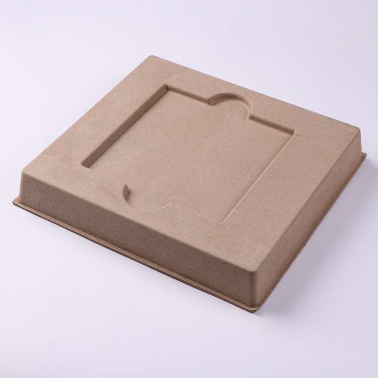 Manufacturers custom degradable natural biodegradable custom pulp molding paper packaging tray pulp mold embossing with texture