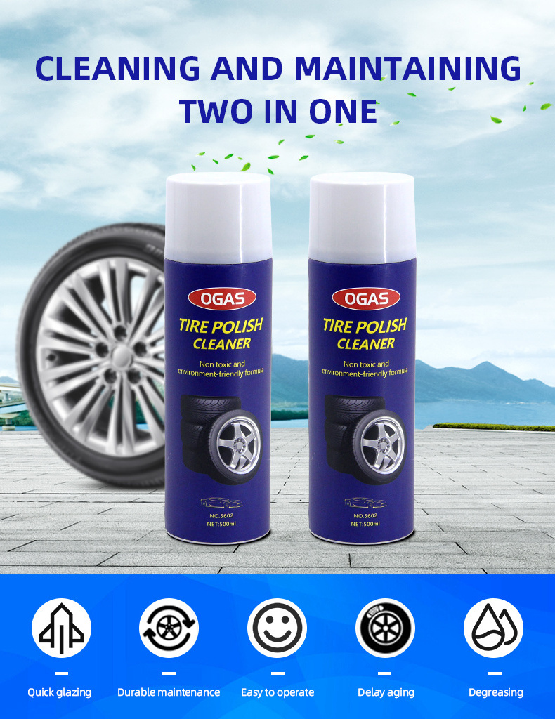 Eco-friendly Cleaning Foam Car Care Long Lasting Tire Shine Protection 500ml Car Wash Tire Shine Tire Polish Cleaner