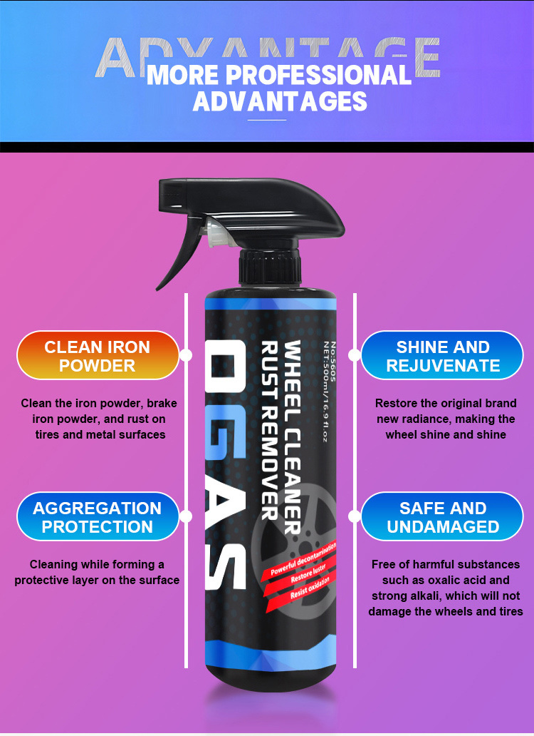 OGAS 500ml IRON REMOVER Protect car wheel cleaner And Clean Brake Discs From Iron Dust Rim Rust Cleaner