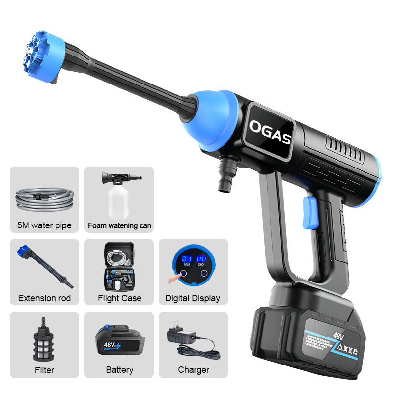 OGAS 500W 48V 96V 50Bar High Pressure Washer Gun Snow Foam Lance Car Wash Foam Kit With 6 Pressure Washer Nozzle Tips