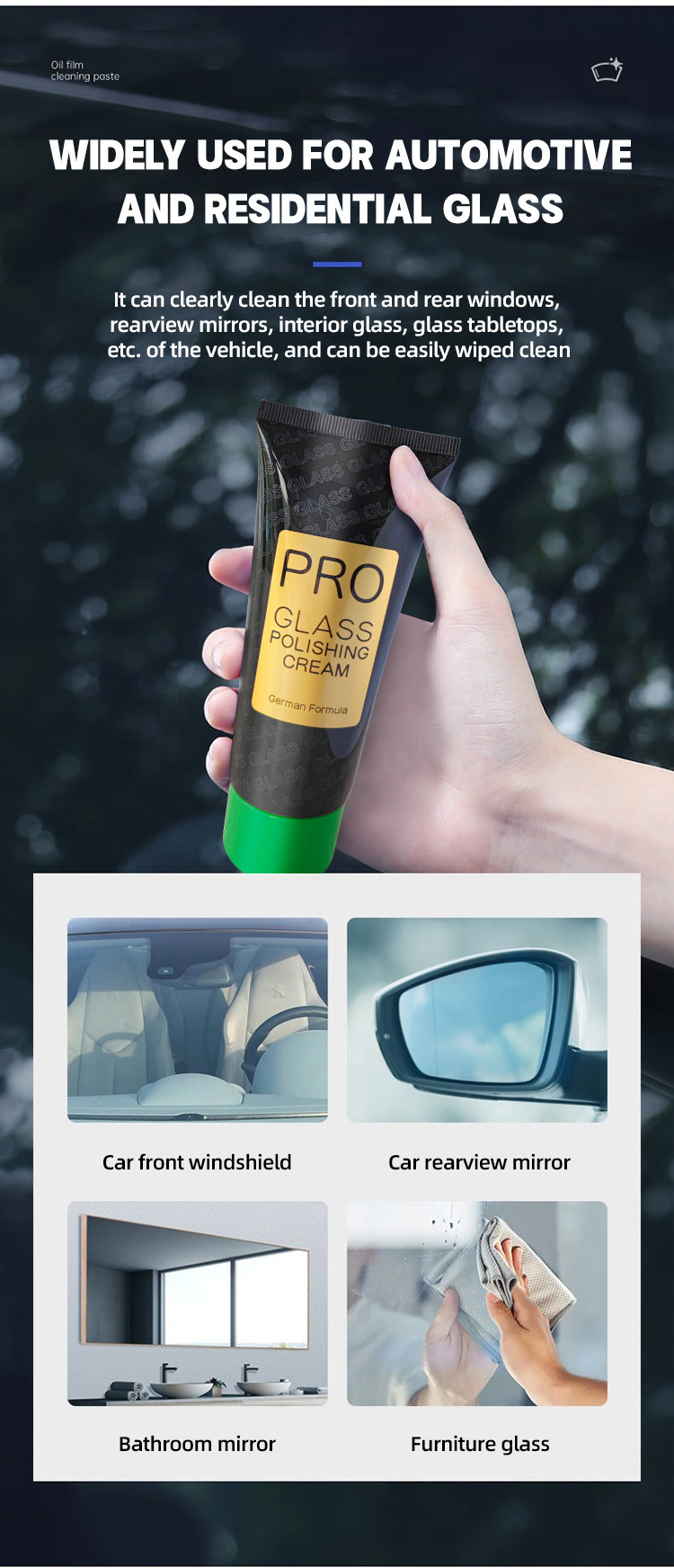 Wholesale Custom Printed Logo Cleaner 230g Bottle Car Glass Care Solution car windshield Cleaning Cream