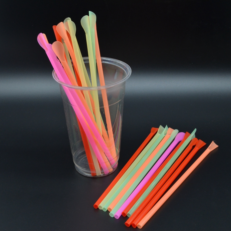 Factory Custom Disposable Colours Transparent PLA 100% Biodegradable Spoon Straw for Ice