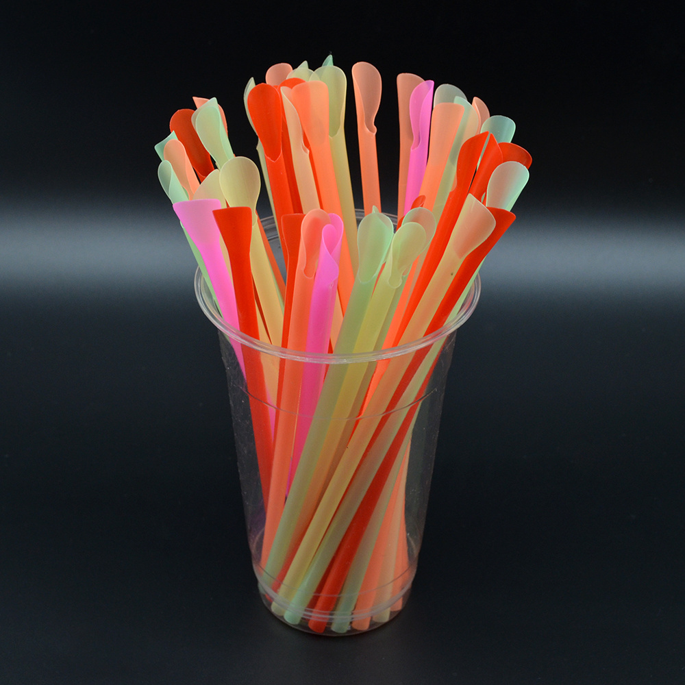 Factory Custom Disposable Colours Transparent PLA 100% Biodegradable Spoon Straw for Ice