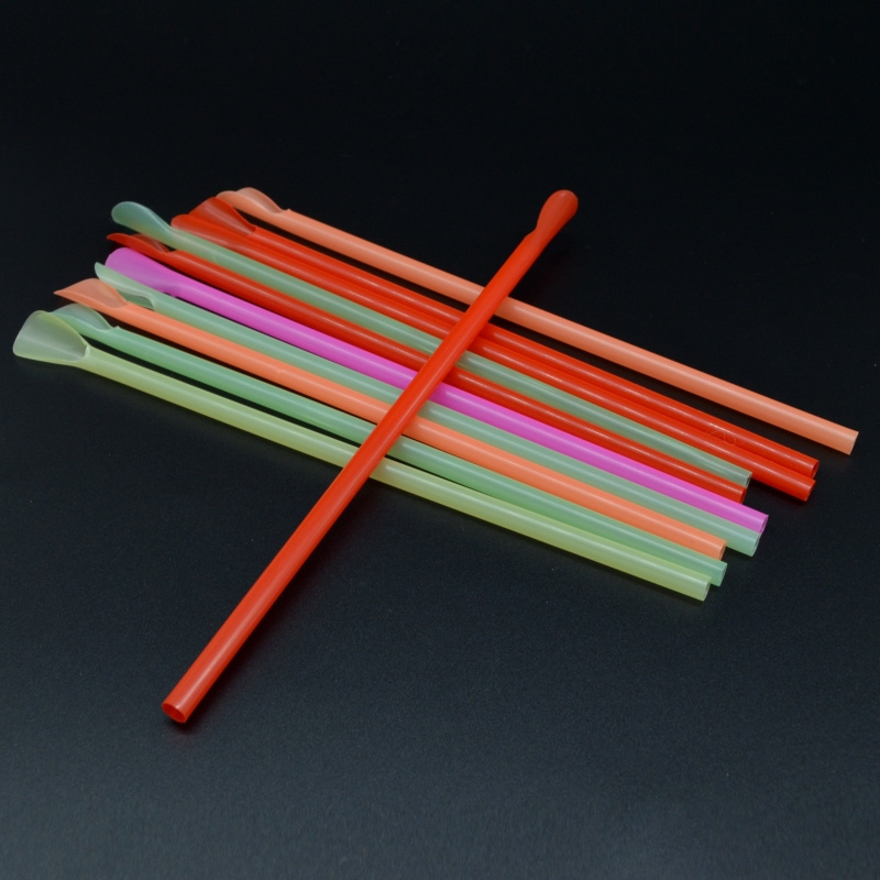 Factory Custom Disposable Colours Transparent PLA 100% Biodegradable Spoon Straw for Ice