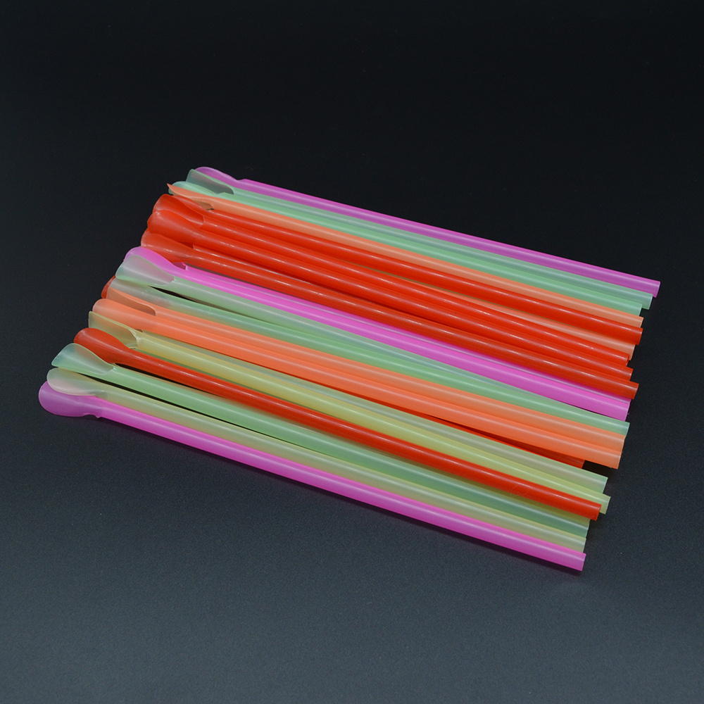 Factory Custom Disposable Colours Transparent PLA 100% Biodegradable Spoon Straw for Ice