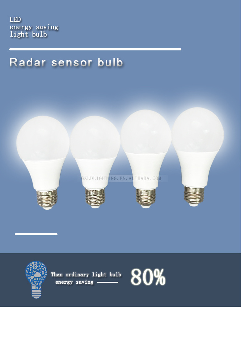 microwave motion sensor bulb Radar Motion Sensor Bulb LED Security Light Bulb Outdoor/Indoor