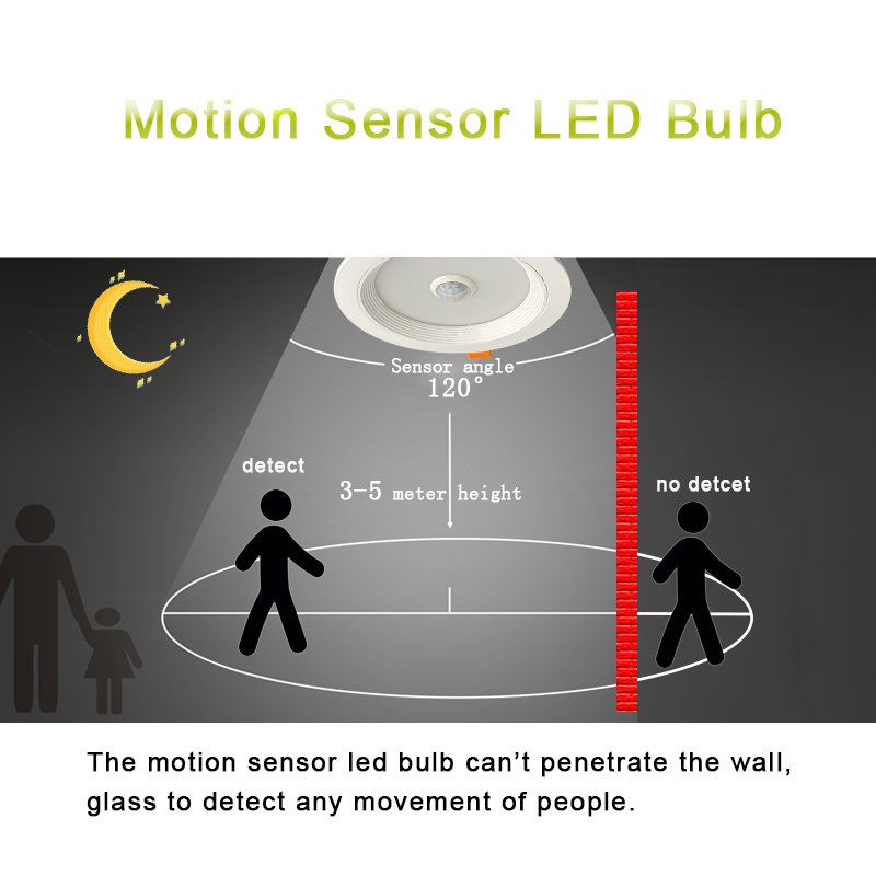 5W 7W 9W smart down light PIR Motion Sensor Recessed Round LED Downlight  led ceiling light for indoor