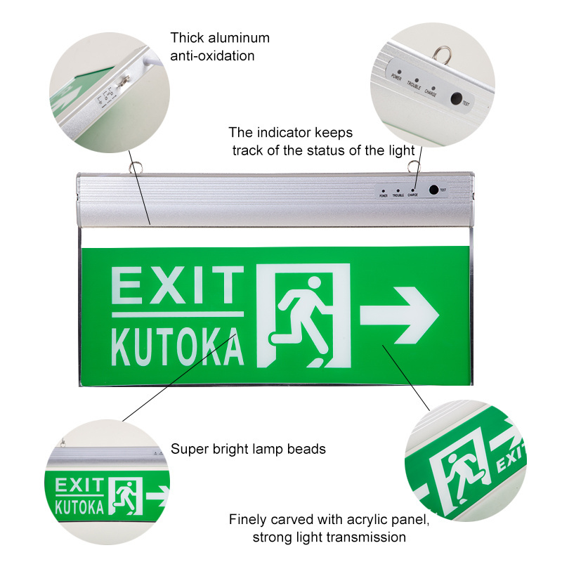 800MAH 3W 90min rechargeable charging light led exit sign lights fire alarm emergency led light