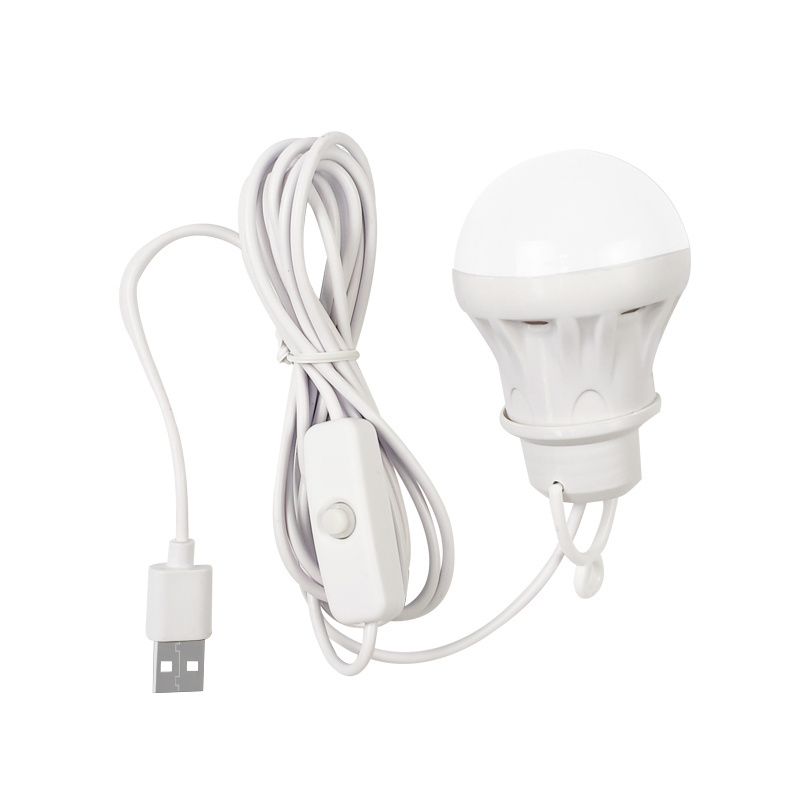 Outdoor DC5V USB bulb Hanging Lamp LED Bulb with Switch 3W LED Light Bulb For Adapter Power Bank