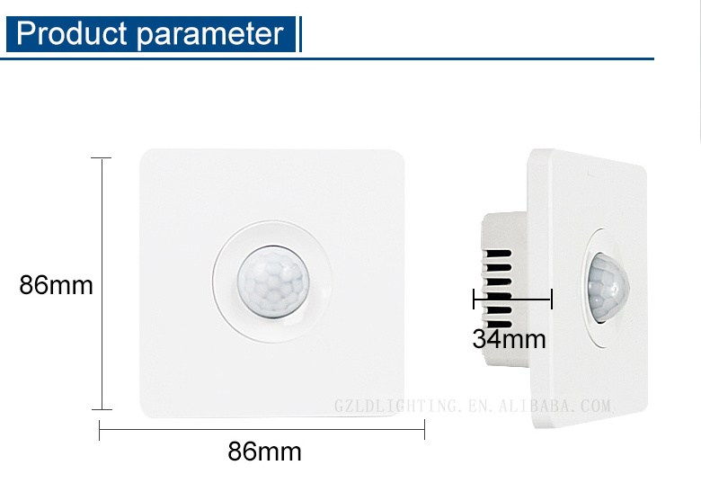 Wall-mounted PIR motion sensor switch 85-265V/AC Infrared body sensing detection sensor Indoor and outdoor on/off light switch