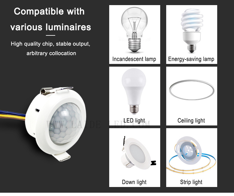 Infrared body probe LED downlight ceiling light aisle pir220V mini adjustable body sensor human sensing switch