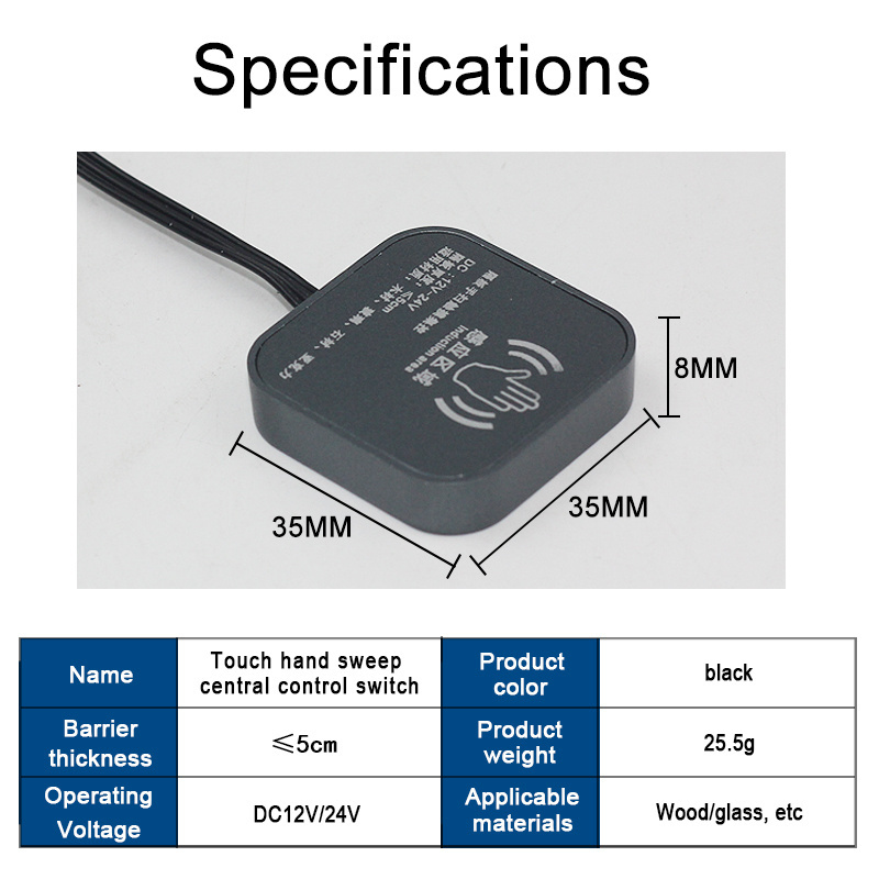 DC12V 24V ON/OFF IR Touchless hand sweep Infrared Inductive Proximity touch Sensor Switch for wood glass Kitchen Cabinet