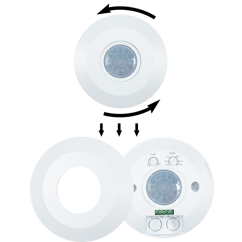 LED ultra thin Human Body Infrared Detector pir  Motion sensor Switch 360 degree ceiling surface mount