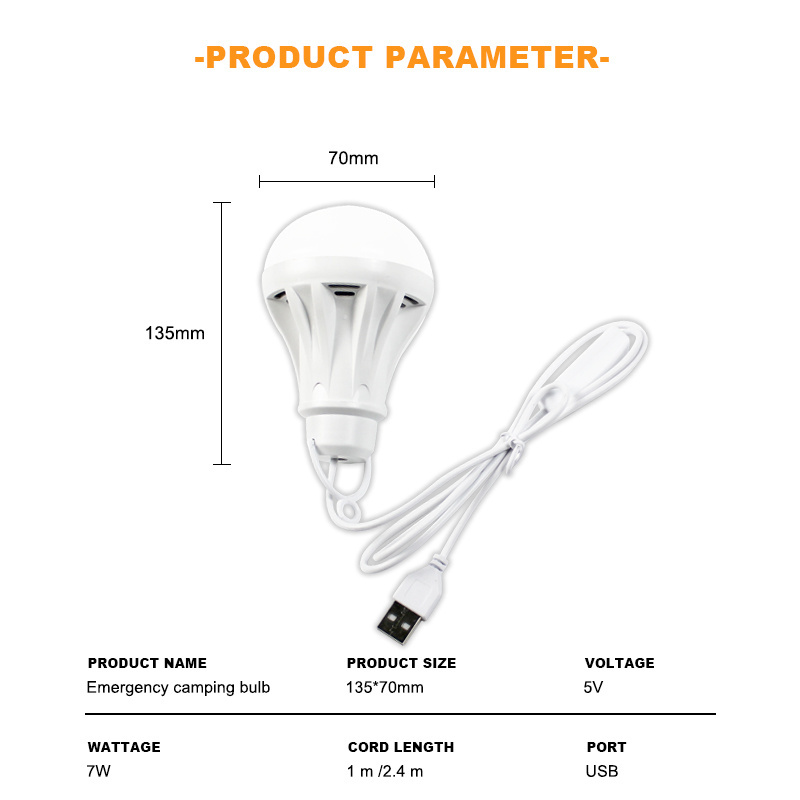 DC5V Mini Portable USB Light bulb Outdoor Emergency Camping Lamp 3W/5W/7W small mini LED Bulb with usb charge