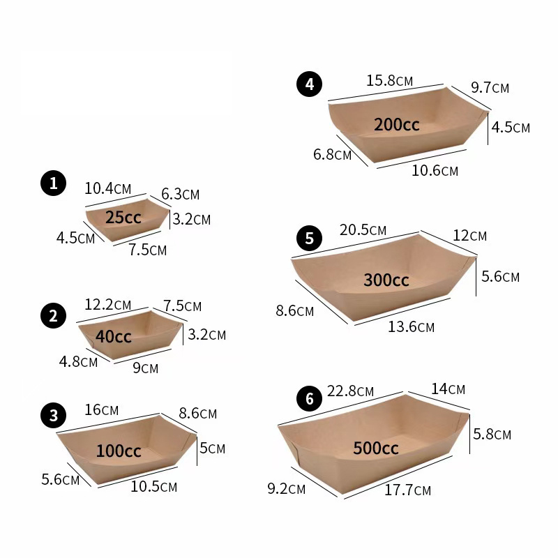 40cc Disposable  Hot Dog Kraft foodTrays Wholesale cardboard food paper tray chips box food take way box boat tray