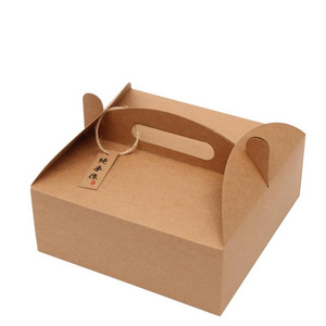 Eco Friendly Custom Design Natural Kraft Bakery Boxes Large Cookie box pizza box with handle