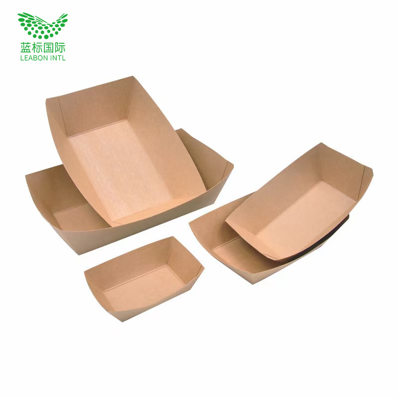 40cc Disposable  Hot Dog Kraft foodTrays Wholesale cardboard food paper tray chips box food take way box boat tray