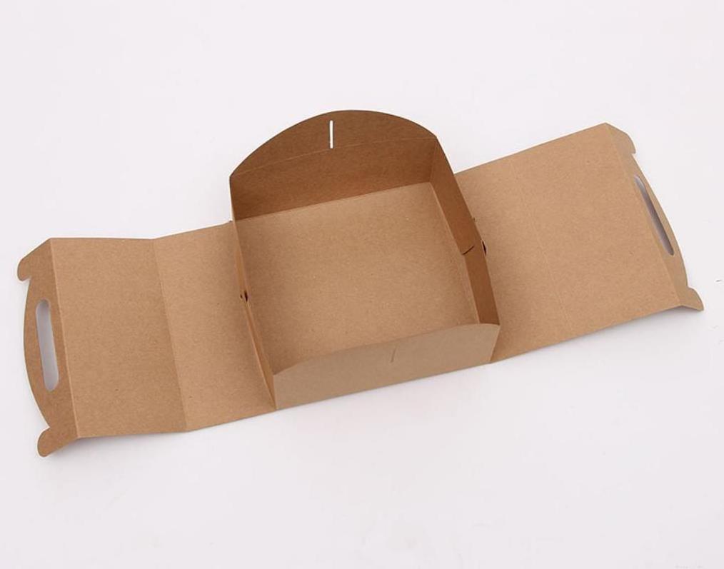 Eco Friendly Custom Design Natural Kraft Bakery Boxes Large Cookie box pizza box with handle