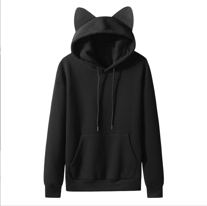 High Quality Custom Casual Knitted Plus Size Cat Ear Solid Color Women Sweatshirt Hoodie