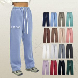 Manufacturers High Waist Heavyweight Custom Fleece Blank Straight Wide Leg Joggers Trousers For Men Loose Sweatpants