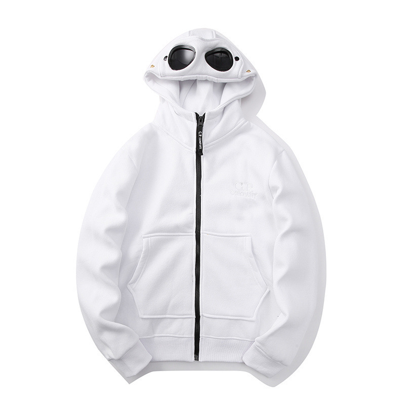 Hot-selling Hip Hop Loose Zipper Embroidered Glasses Hat Hooded Sweater Men Hoodie