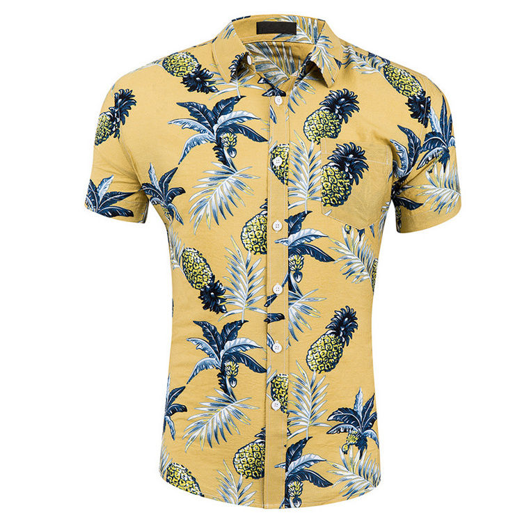 Hawaii Style Wholesale Flower Print Polyester Flannel Shirt Boy