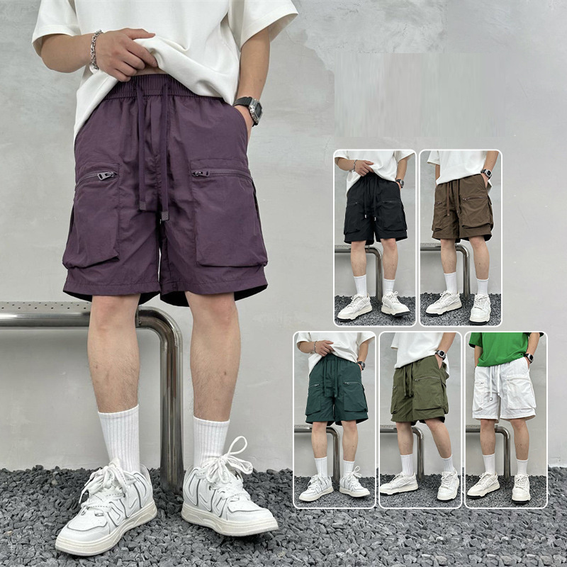 Nylon Screen Print Jogger 6 pocket Cargo Shorts For Men Half Pants