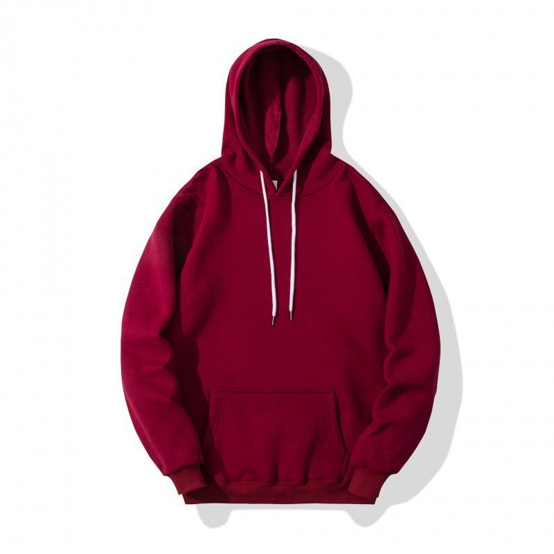 High Quality Streetwear Lightweight Cotton Plain Solid Pullover Burgundy Unisex Hoodies