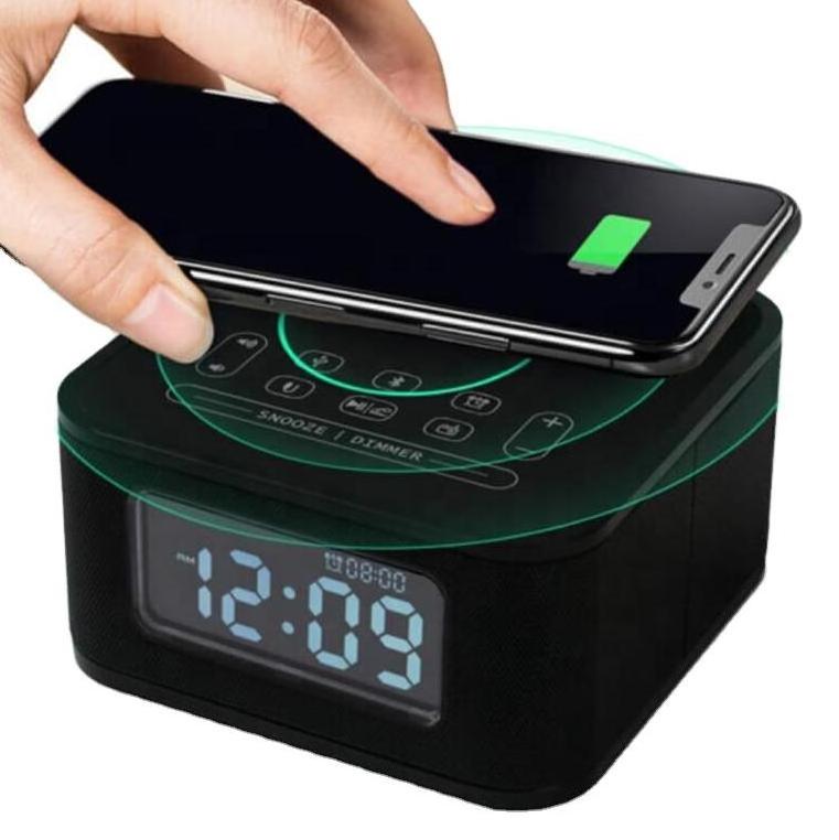 Guest Guess 2023 Wireless Charger For Mobile Phone Dual USB Digital Alarm Clock Smart Electronic Alarm Modern Clock For Home