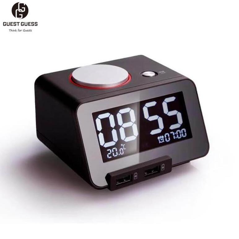 Guest Guess 2023 Hotel Sale Portable Mini Speaker With Alarm Clock Large Display Desk Led Digital Clock