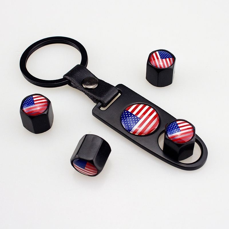 Customized Car Logo Wrench key chain Car Tire Core Air Cap Modification Flag Tire Valve Cap Wheel Rim Caps