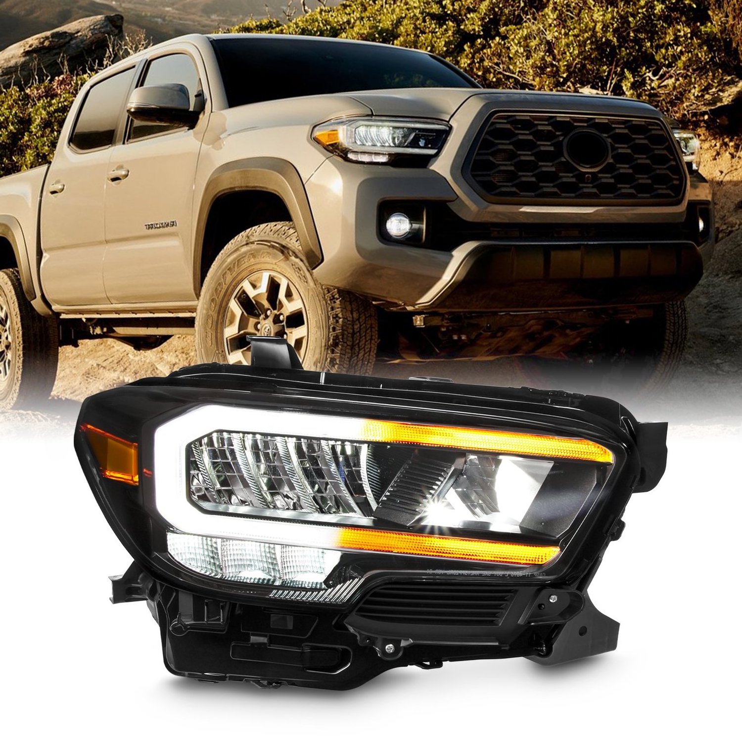 Car Driver and Passenger Side Full LED Headlight Headlamp With LED bulbs for Tacoma 2020-2023 TRD/Pro Dynamic Turn Signals