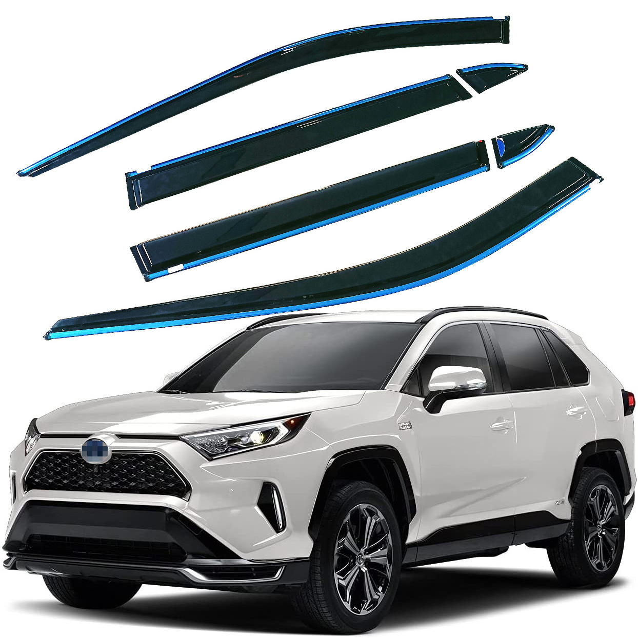 Fit for Toyota Rav4 XA50 2019-2022 6-Pcs Chrome Trim Plastic PC Car Window Visor Exterior Vent Sun Rain Guard Shield Deflector