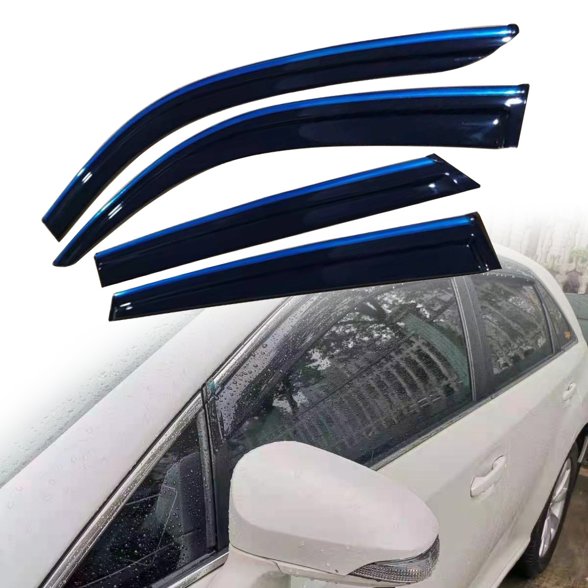 Acrylic Chrome trim car Wind Deflector Visor Door Sun Rain Guard Window Visor for 2008-2015 Venza 2021 Exterior Accessories