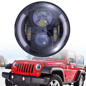 Super bright High Low Beam 7 inch Round led headlight with halo ring DRL fog light motorcycle car h4 led headlight