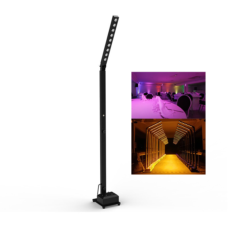 LUMILED LIGHTING MAST Battery Led Par Light Pole 9pcs RGBWAUV Wifi Wireless IR DMX for Party Wedding Meal Buffets Projectors