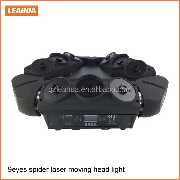 LED Stage Light dj laser light Laser 9 Heads 9x80mw RGB laser High Power Spider Beam Moving Head Light