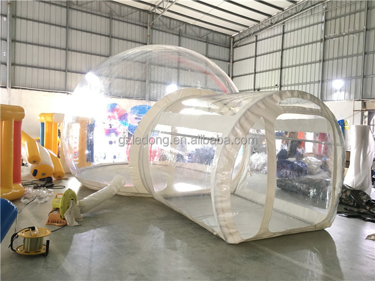 Outdoor Rental Camping Clear Transparent Inflatable Crystal Bubble Tent / Inflatable Bubble hotel room With Tunnel