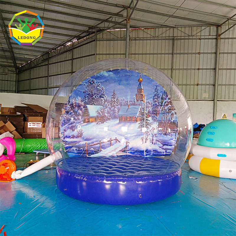 3/4m Giant Attractive Kids Human Size Blow Up Inflatable Snowglobes Inflatable Christmas Snow Globe With Blowing Snow Balloon